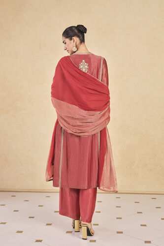 Avimukta Embroidered Zardozi Mul Suit Set - Red, Red, image 2